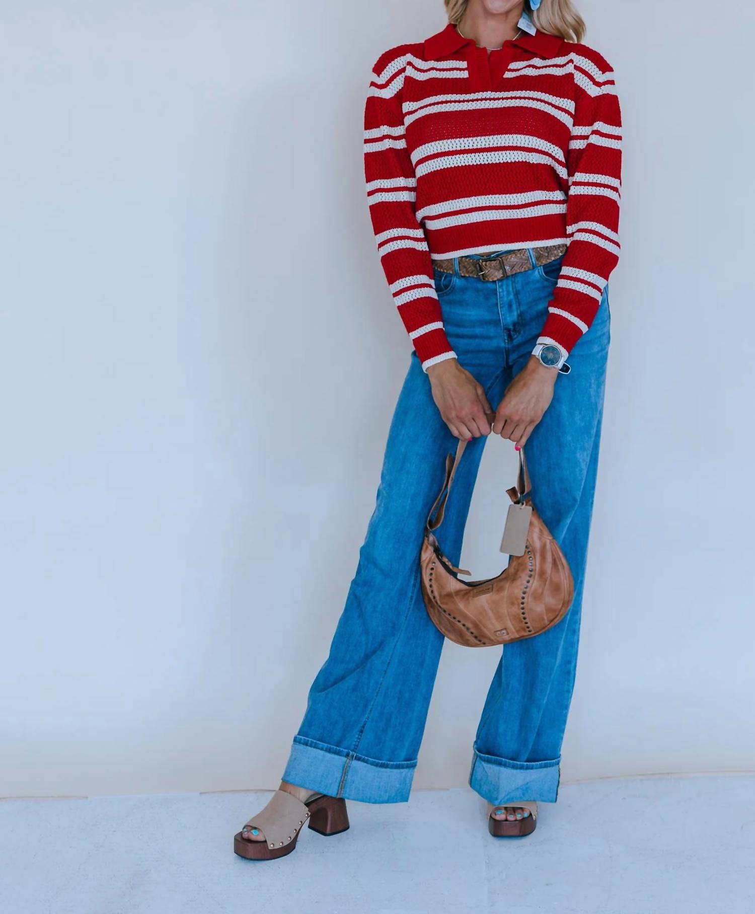 Sage The Label - CADDIE COLLARED STRIPE SWEATER