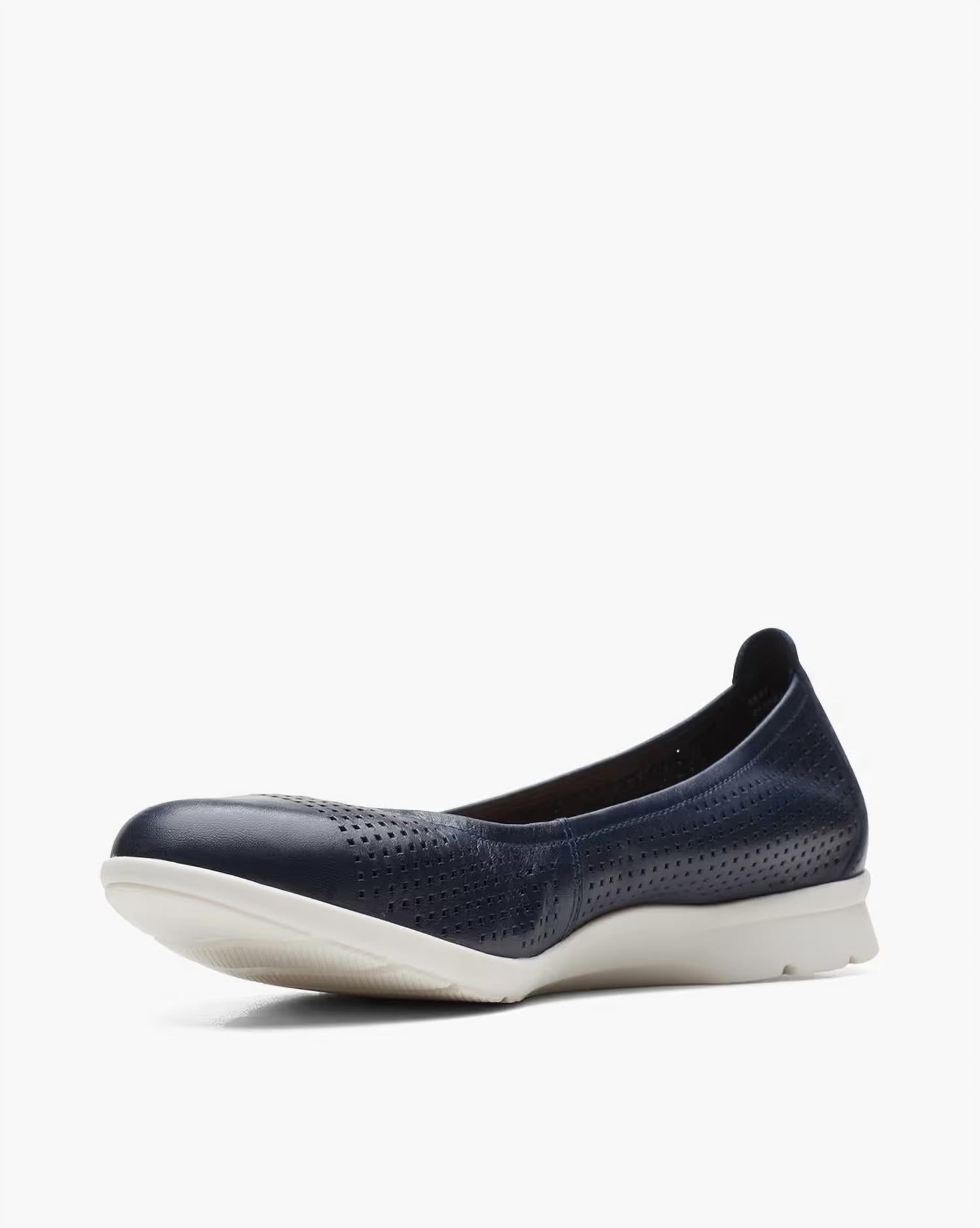Clarks Women's Jenette Ease Ballet Flat in navy leather - women's flats - view 4