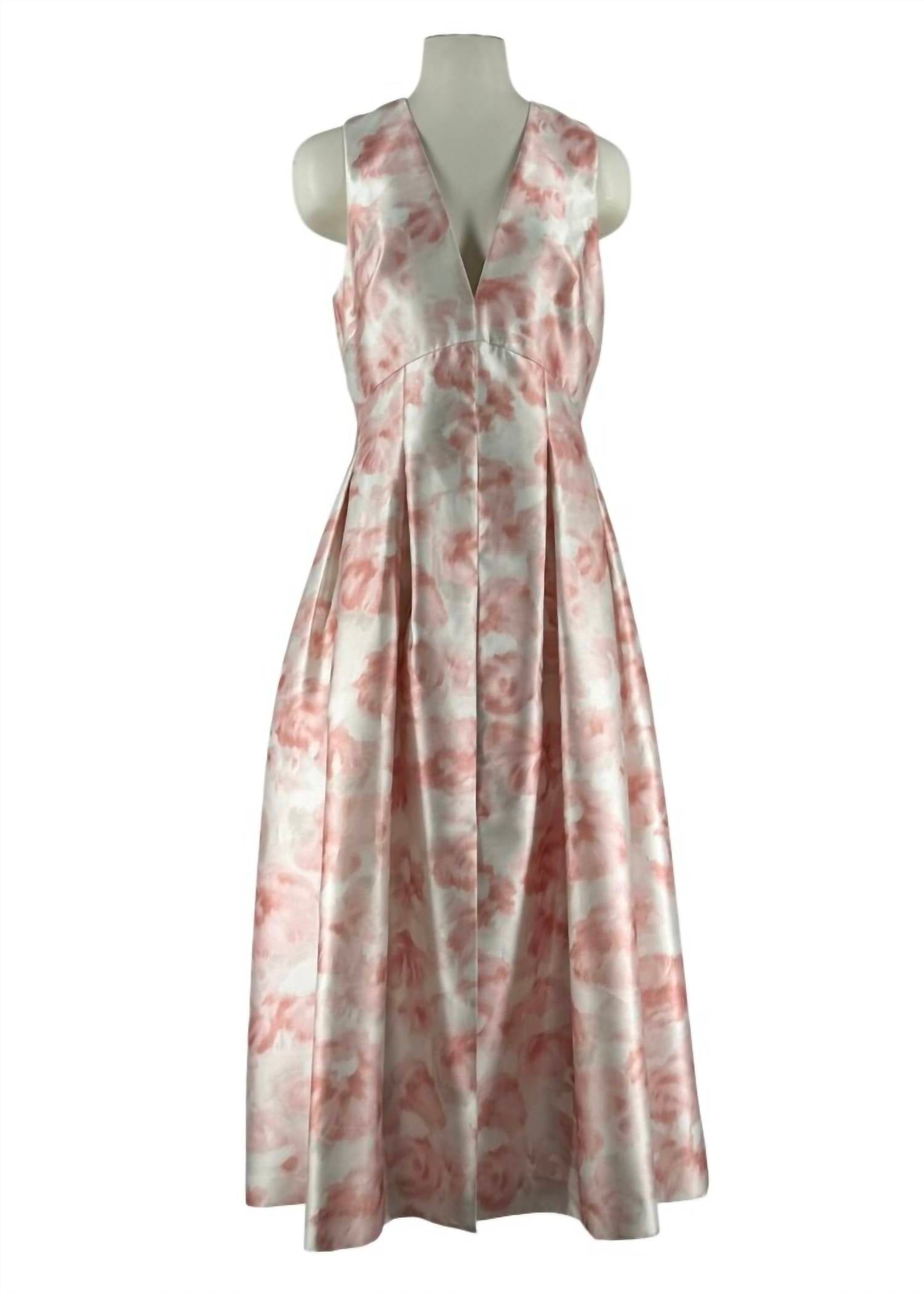 SACHIN & BABI Sleeveless Plunge Neck Floral Gown in blush - women's dress - view 4