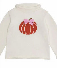Mudpie - Girl's Bow Pumpkin Rollneck Sweater