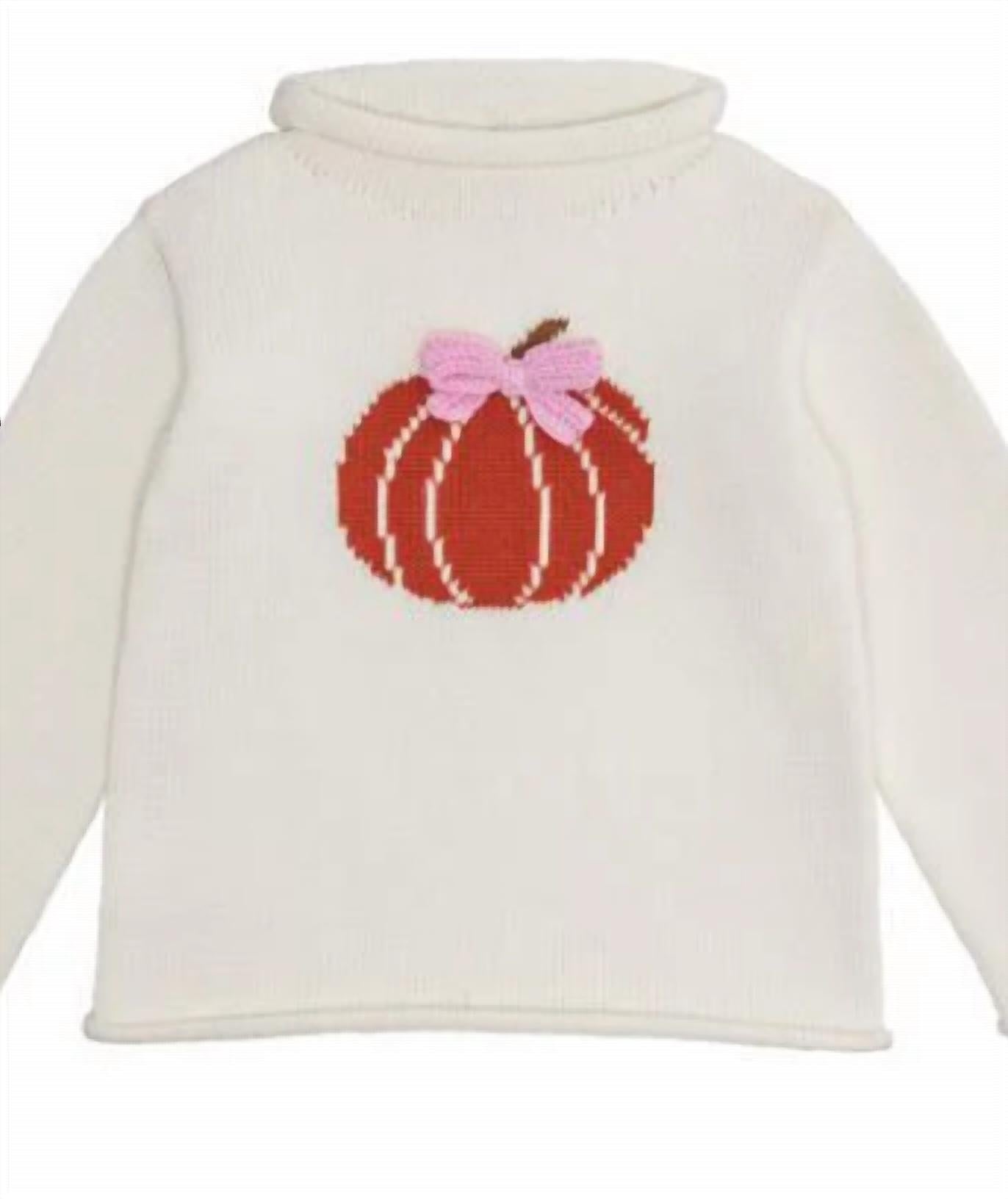 Mudpie - Girl's Bow Pumpkin Rollneck Sweater