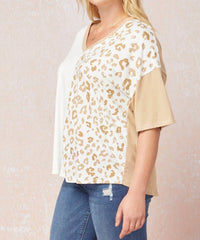 Entro - Color Block Leopard Top