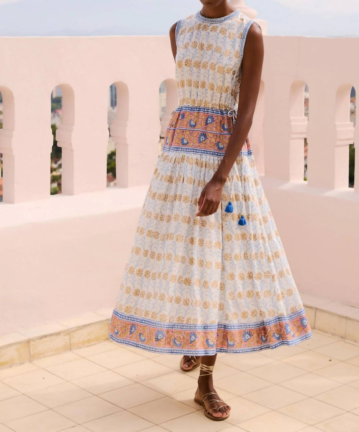 Oliphant - Sleeveless Piped Maxi Dress