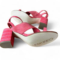 Calvin Klein - WOMEN'S COLEEN CROC EMBOSSED VIP KID SUEDE SANDAL