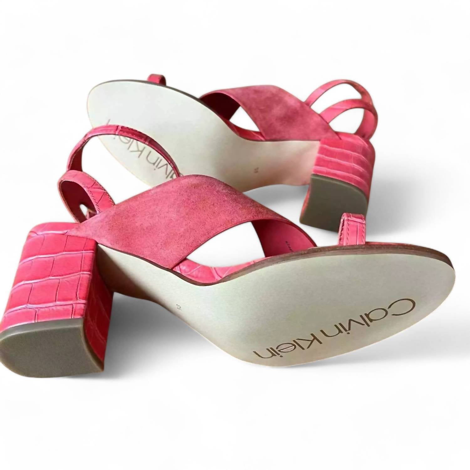 Calvin Klein - WOMEN'S COLEEN CROC EMBOSSED VIP KID SUEDE SANDAL