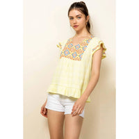 Thml - Embroidered Flutter Sleeve Top