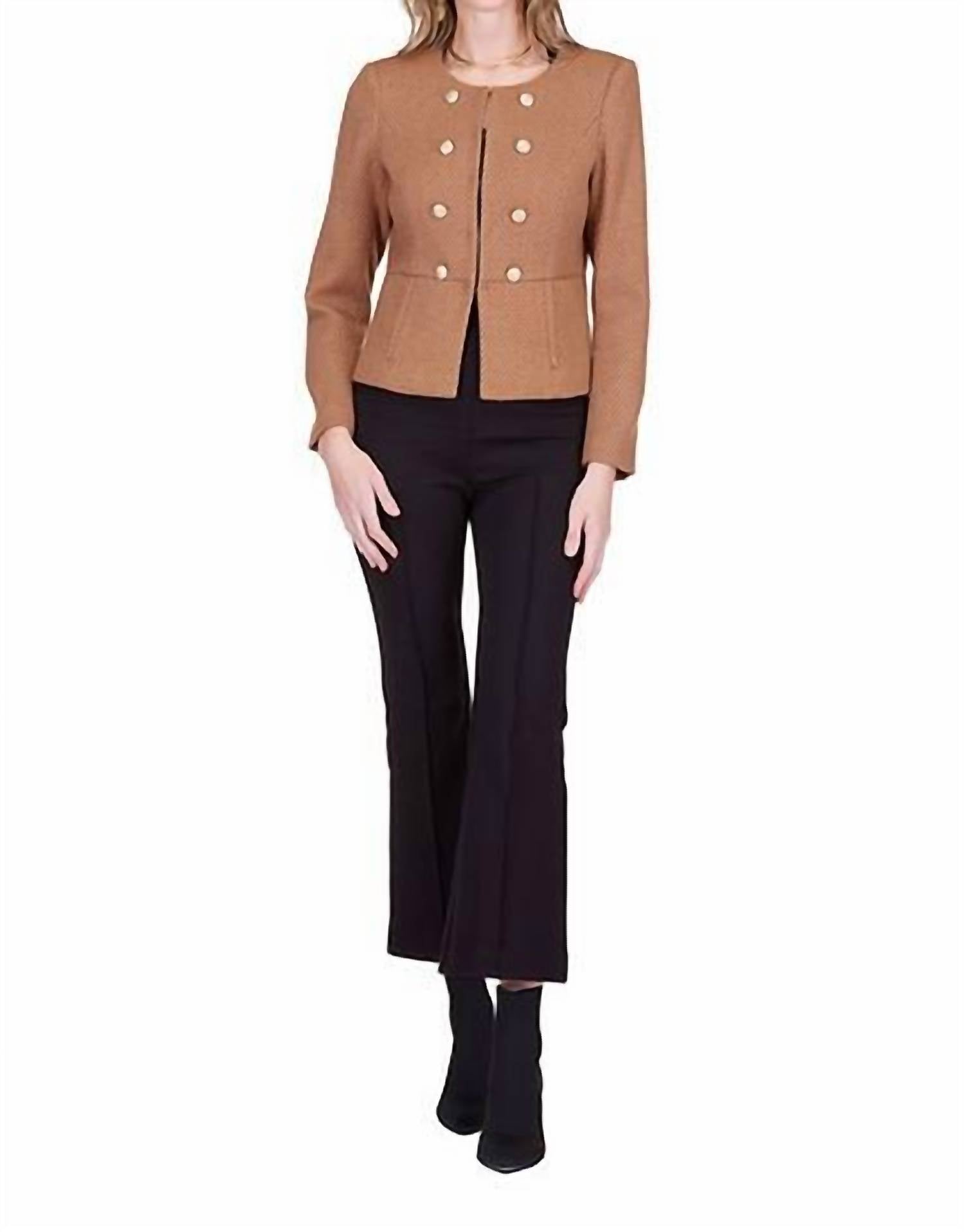 Jade Ken Cinch Waist Jacket in camel - women's jacket - detail view