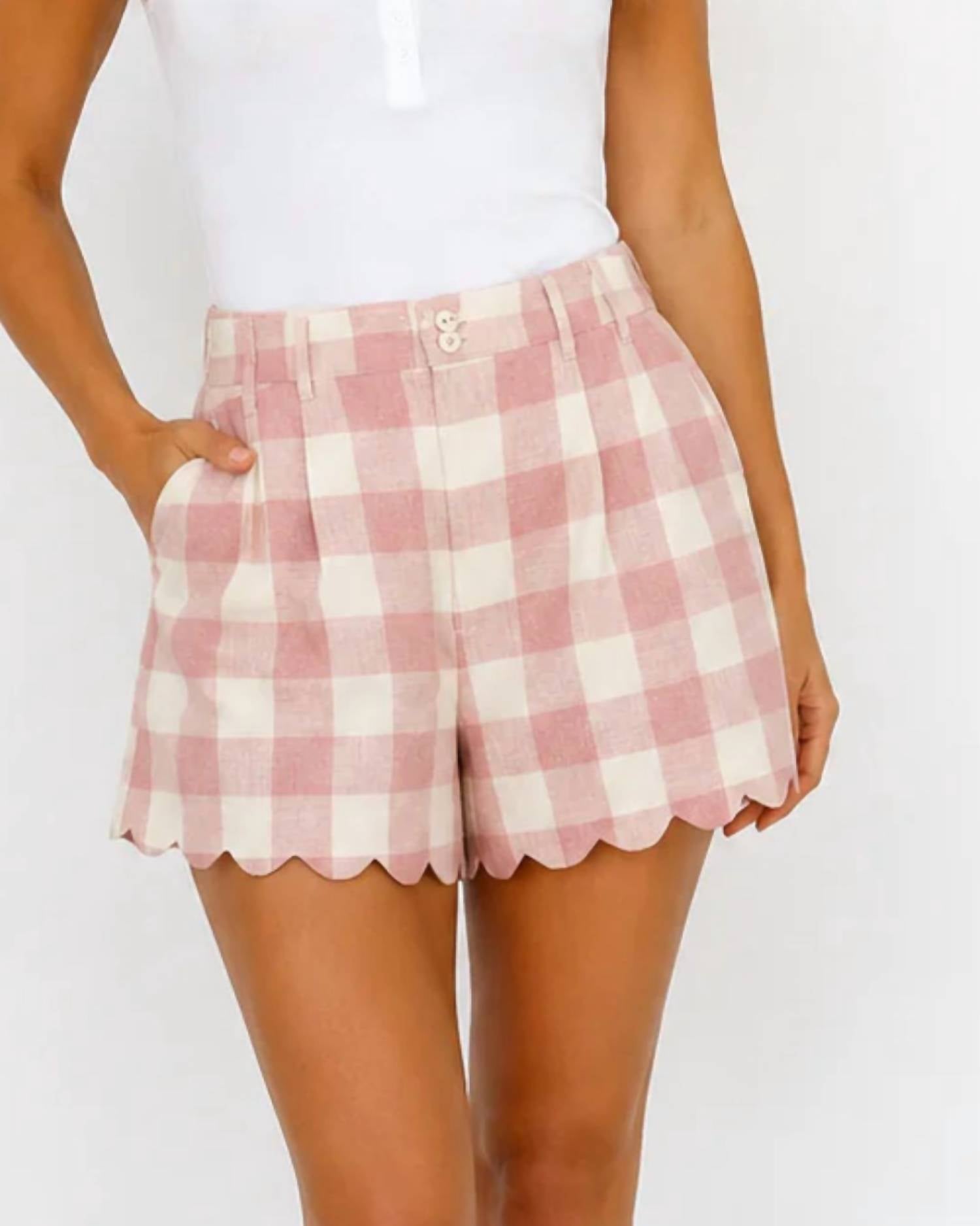 Aureum - Scallop Edge Gingham Shorts