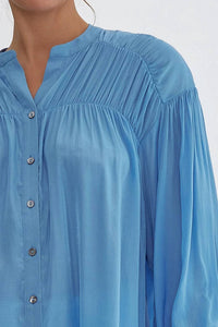 Entro - Sara Pleated Detail Long Sleeve Button Up Blouse