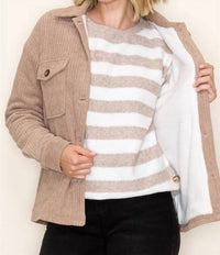 STACCATO Corduroy Fleece Lined Shacket in taupe - women's jacket - view 5