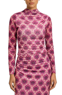 Area Stars Mara Fleur Top in burgundy - women's long sleeve top - detail view
