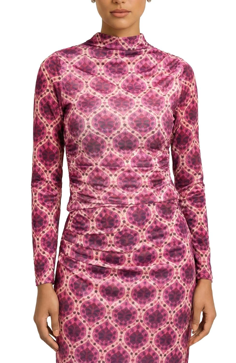 Area Stars Mara Fleur Top in burgundy - women's long sleeve top - detail view