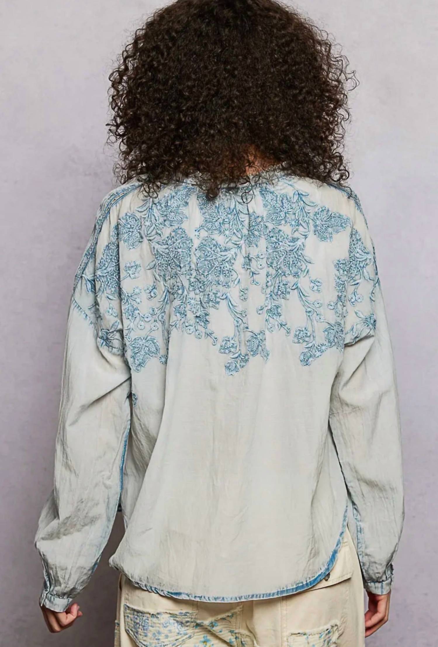 Pol - Muted Denim Top