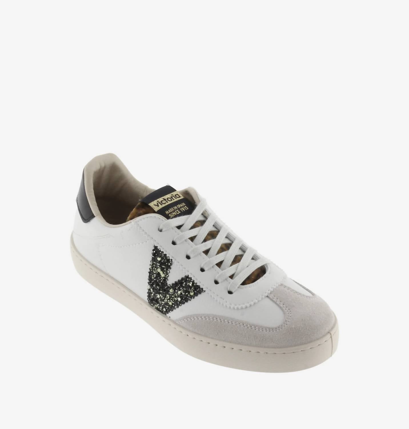 VICTORIA Women's Berlin Glitter Shoes in white black - women's sneaker - detail view