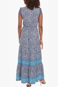 London Times - High Neck Multi Print Maxi Dress