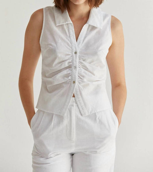 Crescent - Rae Linen Ruched Top