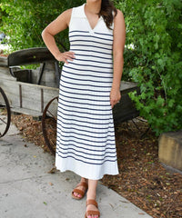 Lalavon - Women's Lily Stripe Midi Sweater Dress