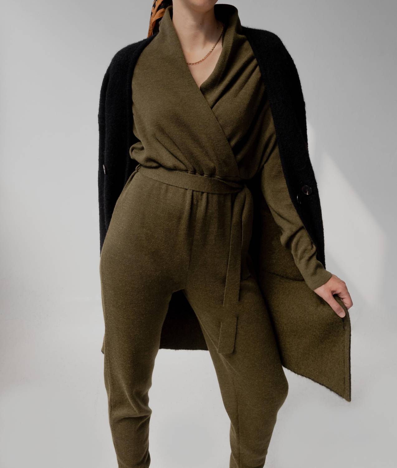 SSKEIN Wrap Neck Jumpsuit in hunter - women's pants - view 5