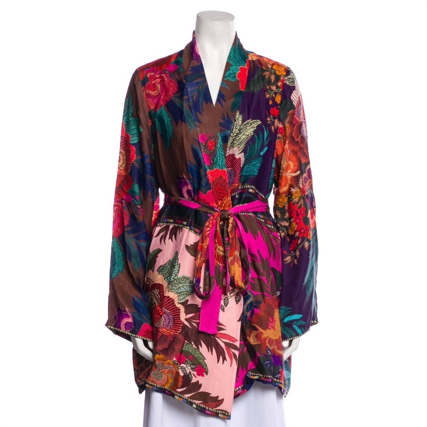 Farm Rio - Women's Flower Scarves Long Sleeve Robe
