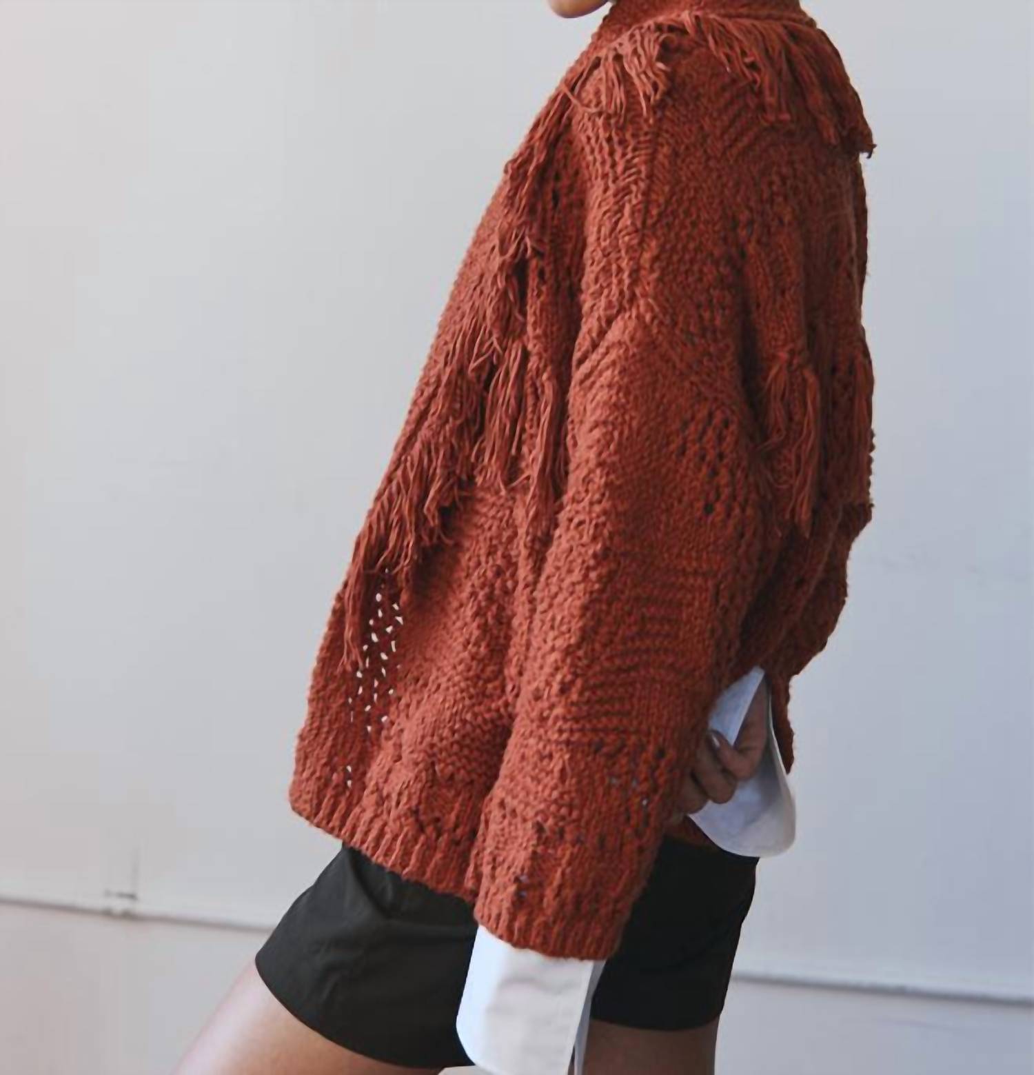 Autumn Cashmere - Southwest Fringed Shawl Collar Throw Jacket