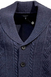 Viyella - Men's Shawl Collar Wool Blend Button-front Cable Knit Cardigan Sweater