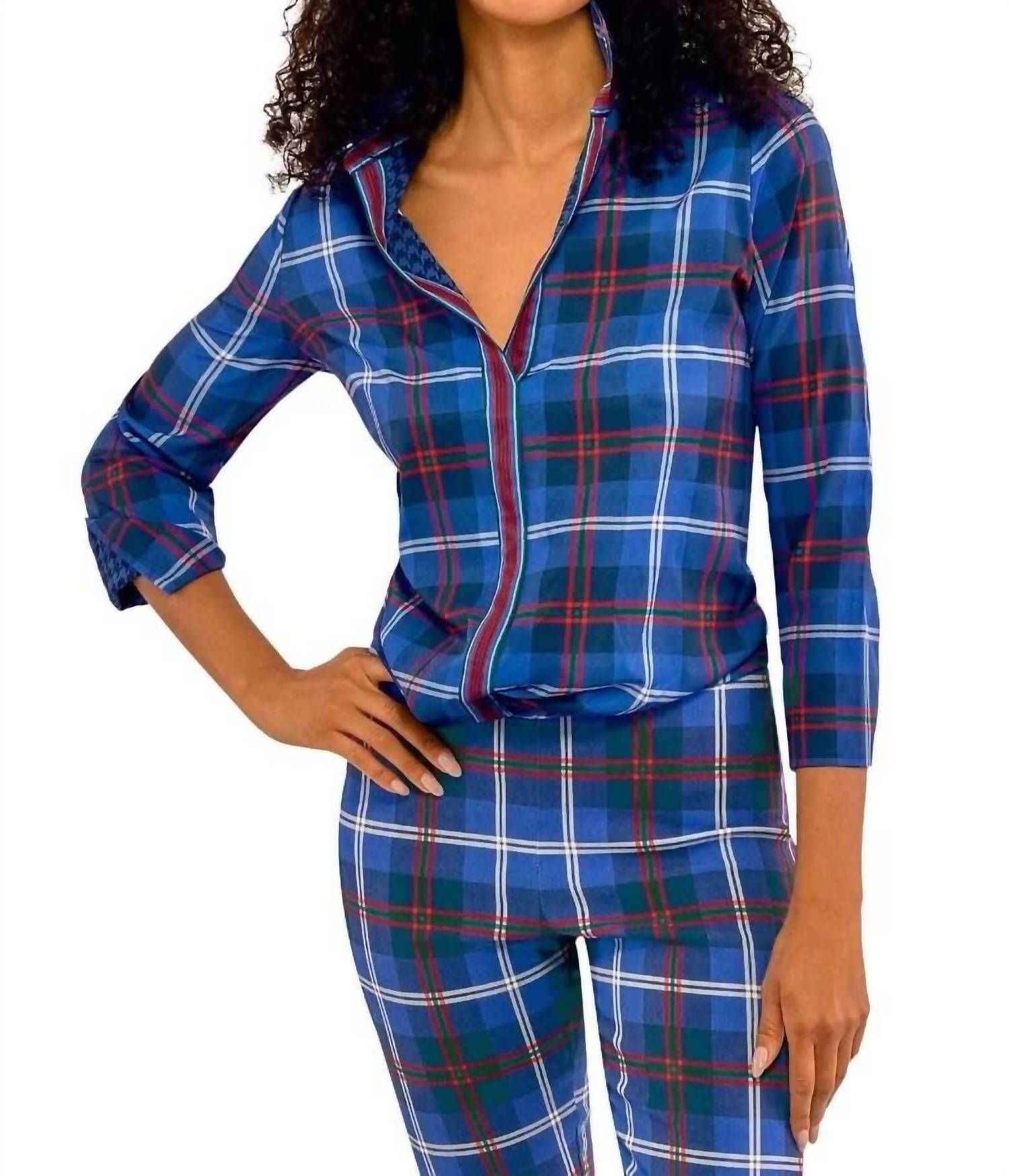 Gretchen Scott - Middleton Plaid Puff Sleeve Top Shirt