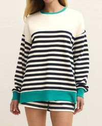 Z Supply Layer Up Stripe Sweatshirt in eclipse - women's top