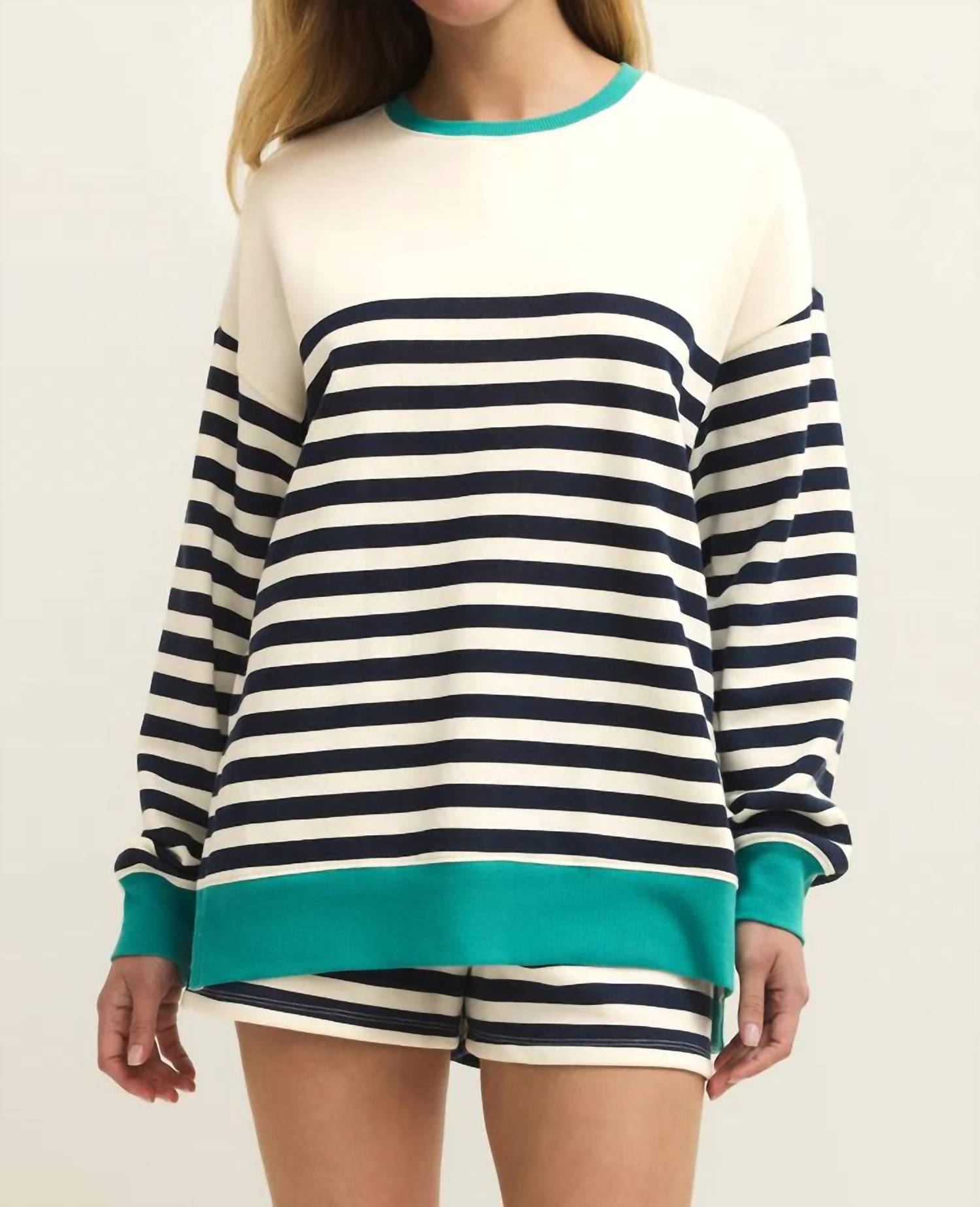 Z Supply Layer Up Stripe Sweatshirt in eclipse - women's top