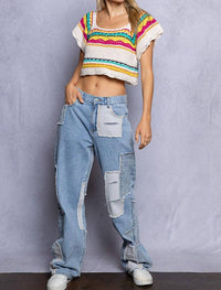 Pol - Crochet Cropped Sweater Top