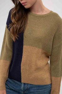 Mine Knit Pullover Sweater in olive multi - women's sweater - alternate view
