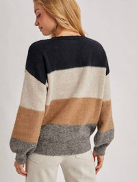 Bluivy - Color Block Knit Sweater Pullover