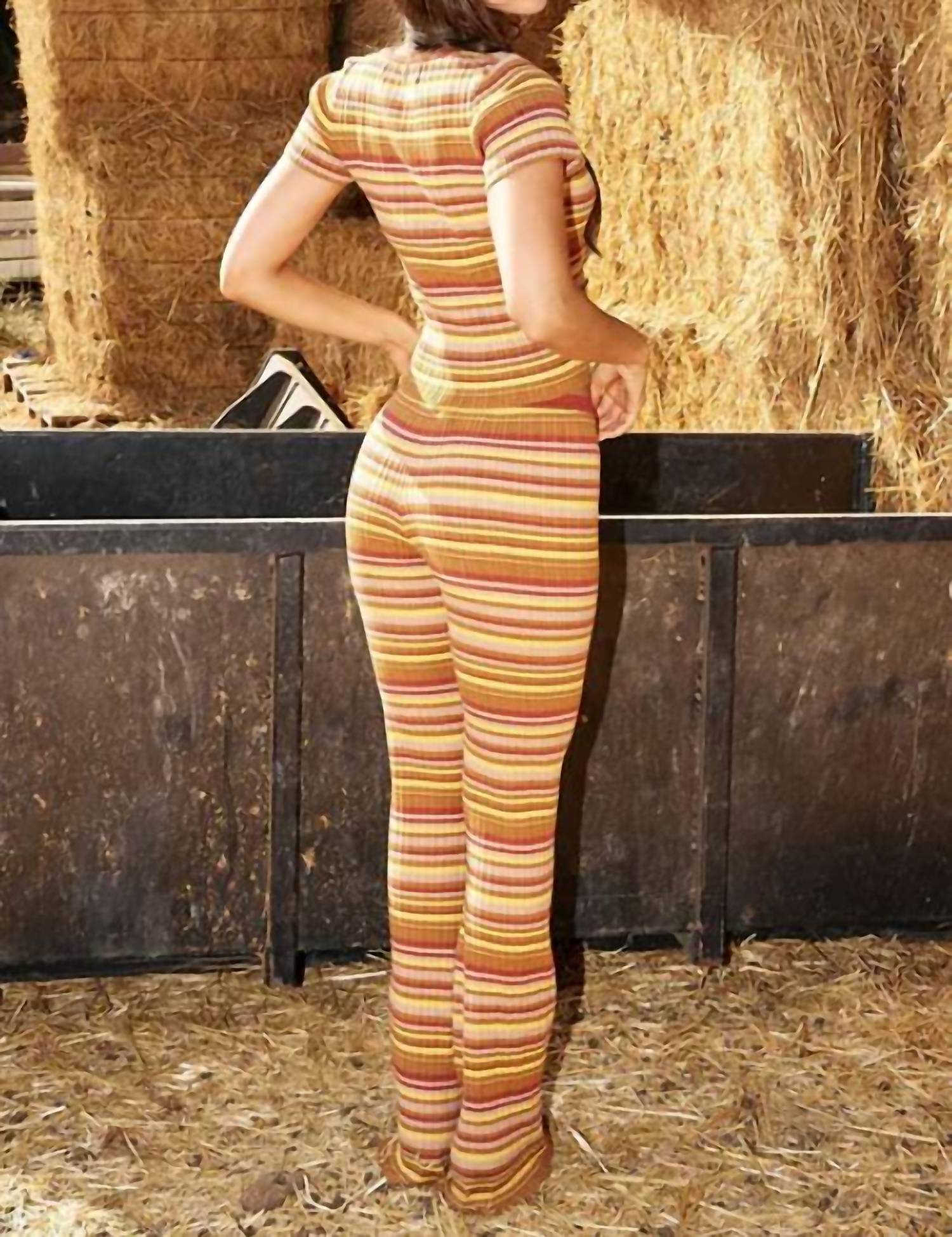 Bananhot Ann Ribbed Knit Pants in jack toffee rib - women's pants - detail view
