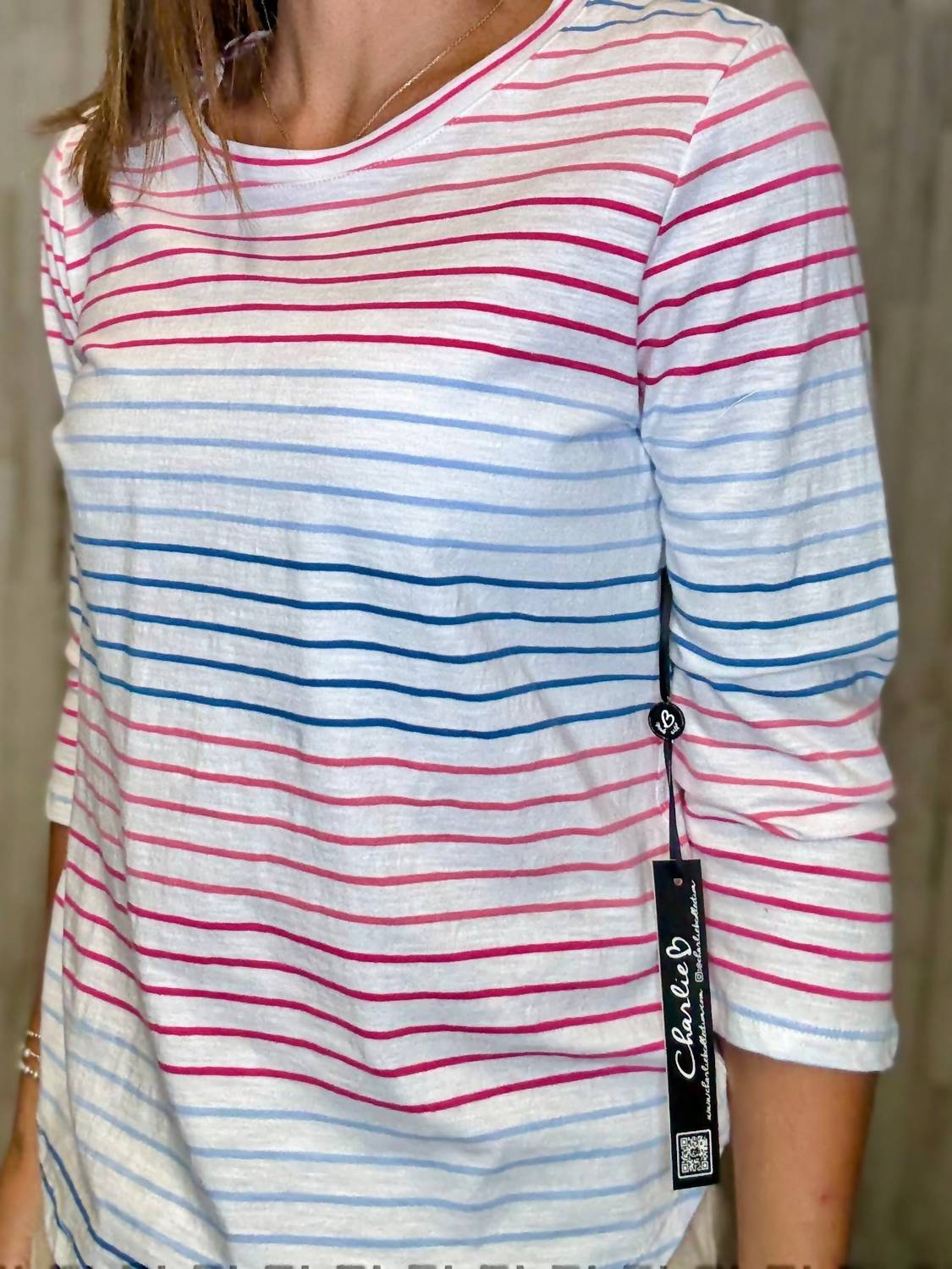 CHARLIE B Stripes Are For Me Knit Top in multi - women's long sleeve top - view 4
