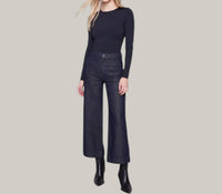 CHARLIE B Cropped Patch Pocket Flare Lurex Denim Pants in blue black - women's jeans - view 4