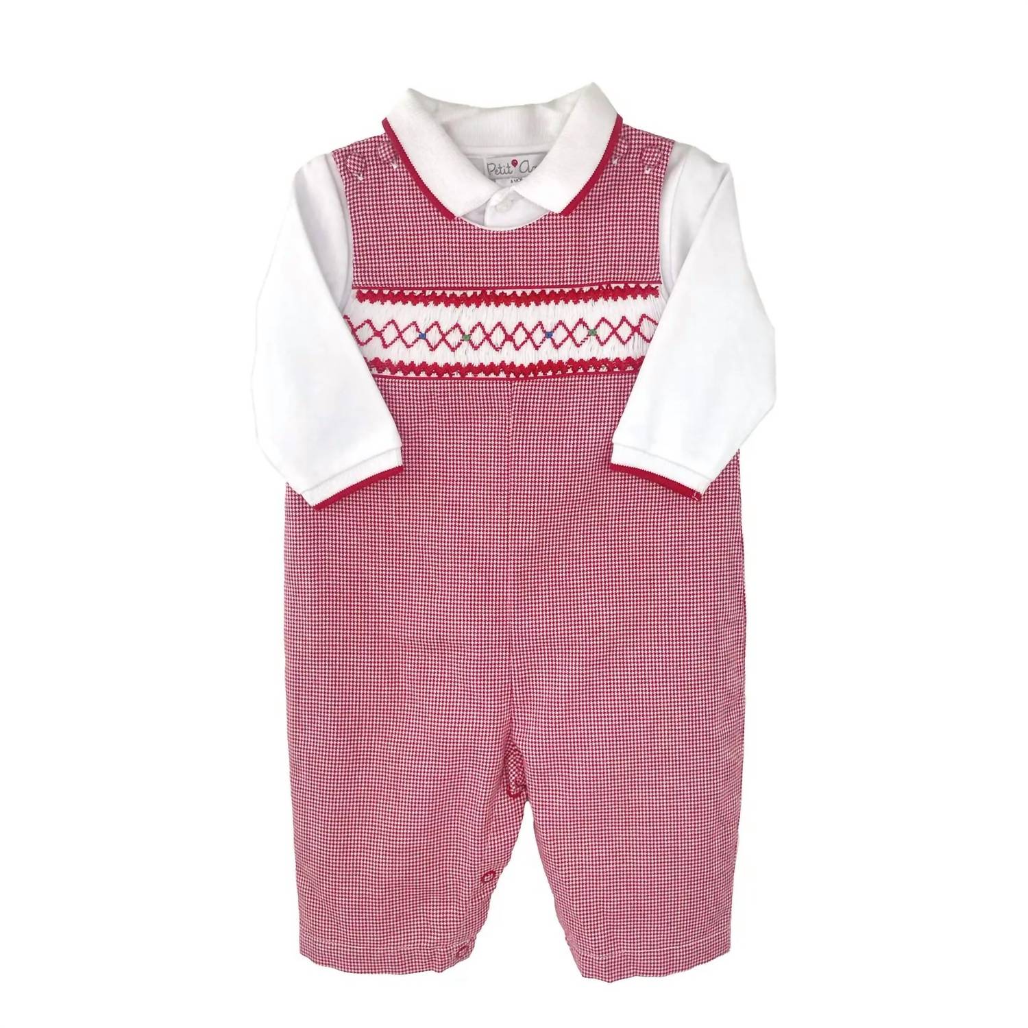 Petit Ami Zubels Check Smocked Longall in red - kids' item - view 4