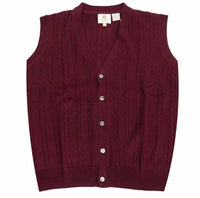 Viyella - Men's Extra Fine Zegna Baruffa Button Front Cable Knit Sweater Vest