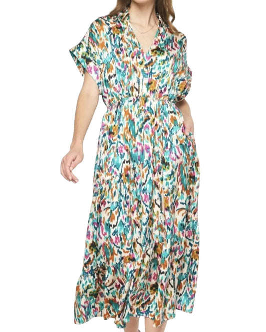 Entro - Satin Printed Midi Dress
