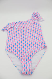 THE OAKS APPAREL Women's One-shoulder Swimsuit in hello happiness - women's swimwear