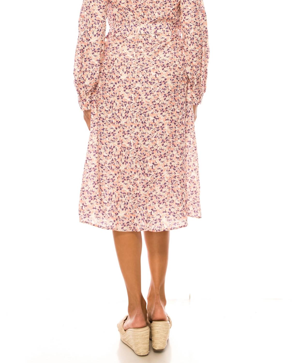 Vivid - Long Sleeve Belted Floral Shirt Dress