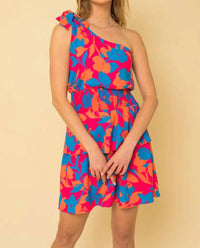 Gilli - Sleeveless One Shoulder Smocked Floral Dress