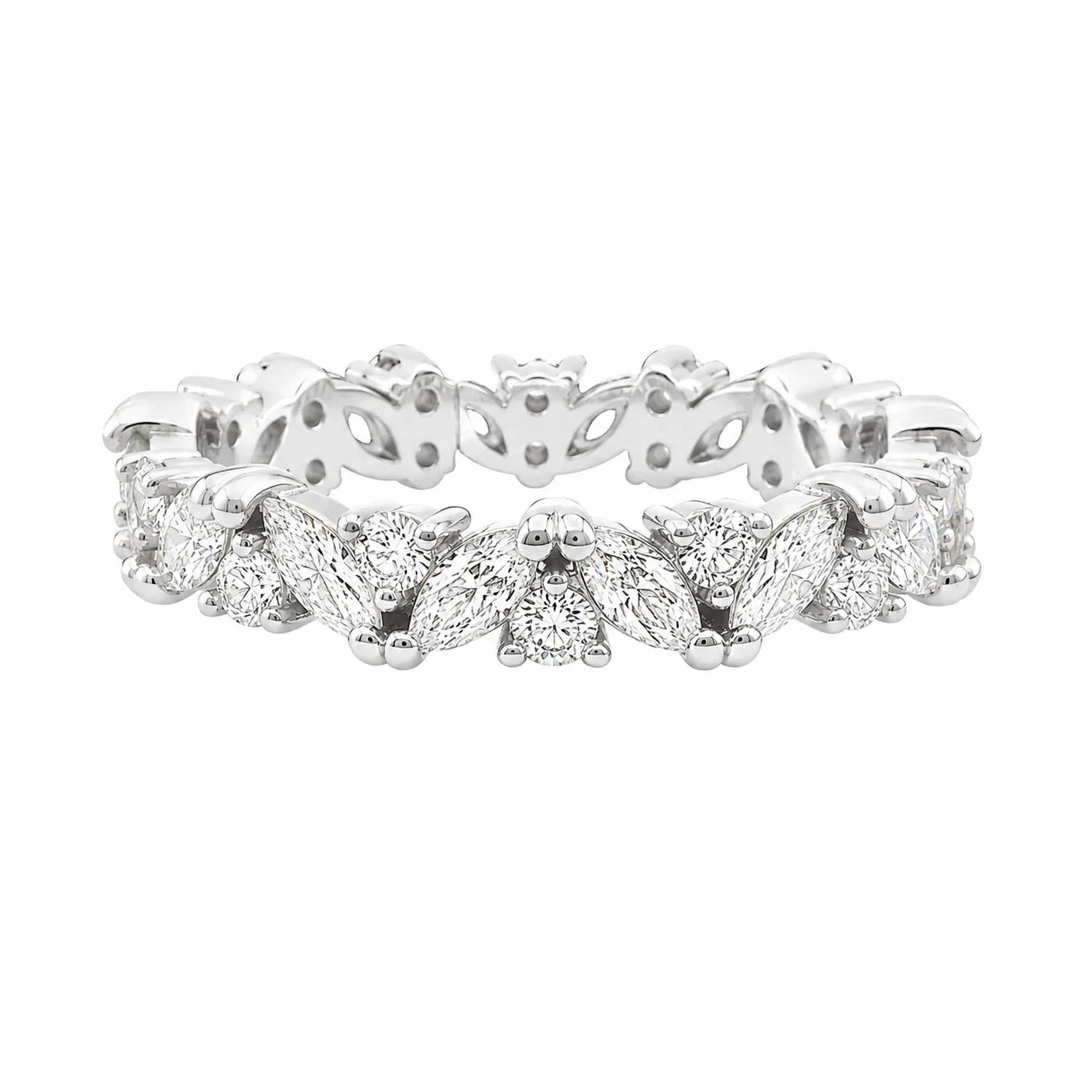 Allyanna Gifts - Women's Moissanite Marquise & Round Cluster Eternity Ring Band