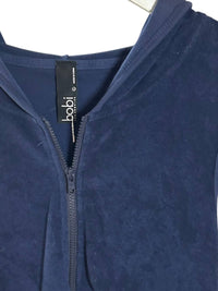 bobi Women's French Terry Crop Hoodie in navy - women's top - detail view