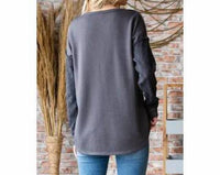 7Th Ray - Button Exposed Stitch Pullover Top