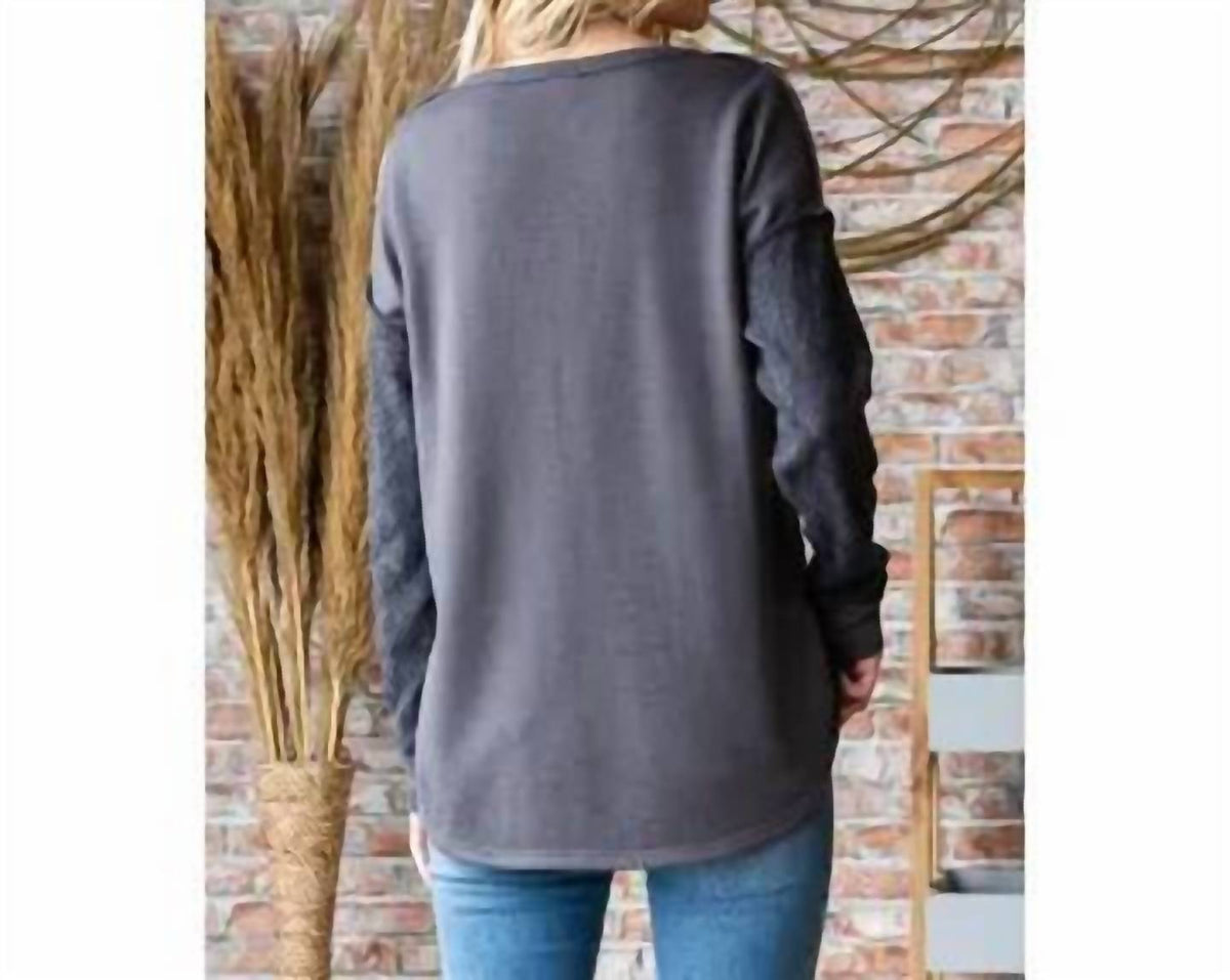 7Th Ray - Button Exposed Stitch Pullover Top
