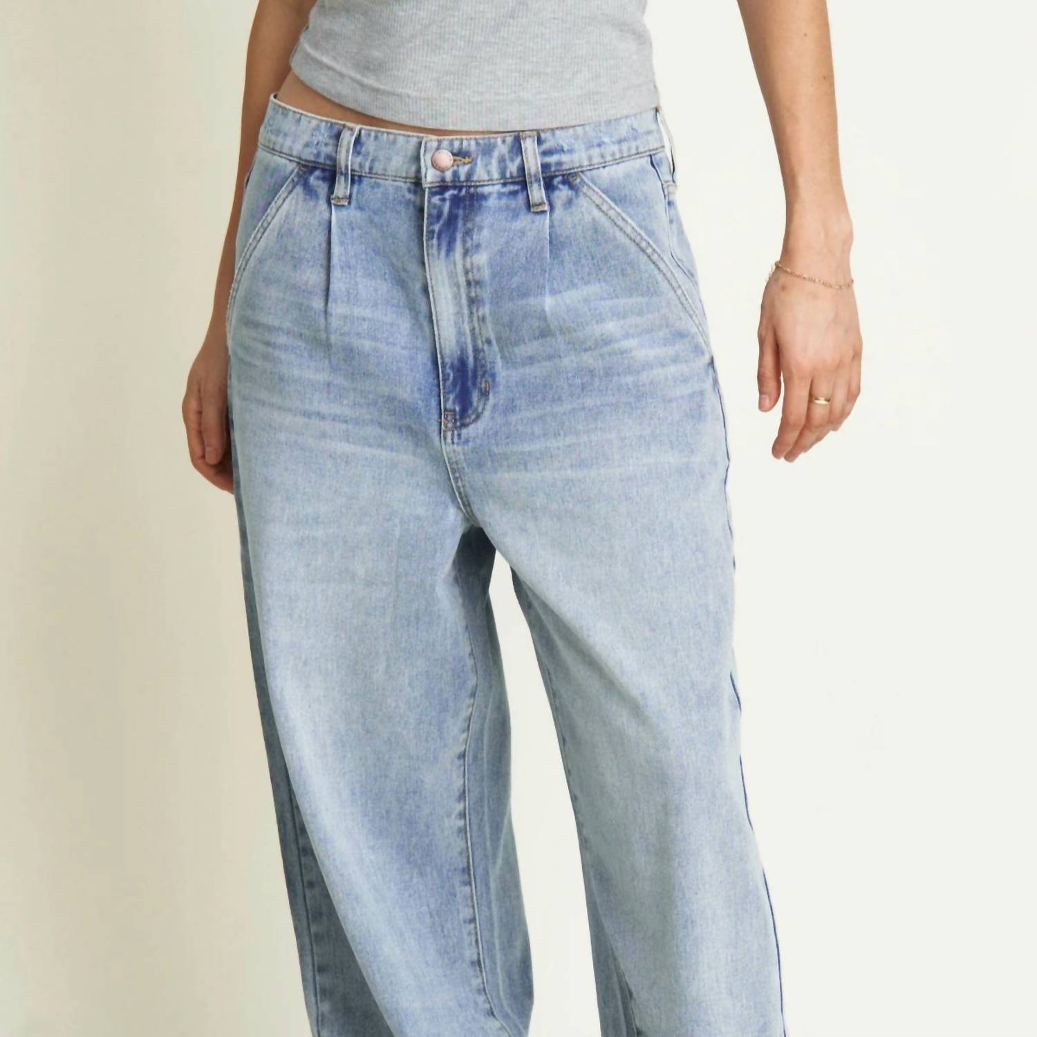 Oliver Logan - Thompson Low Slung Wide Leg Denim Trousers