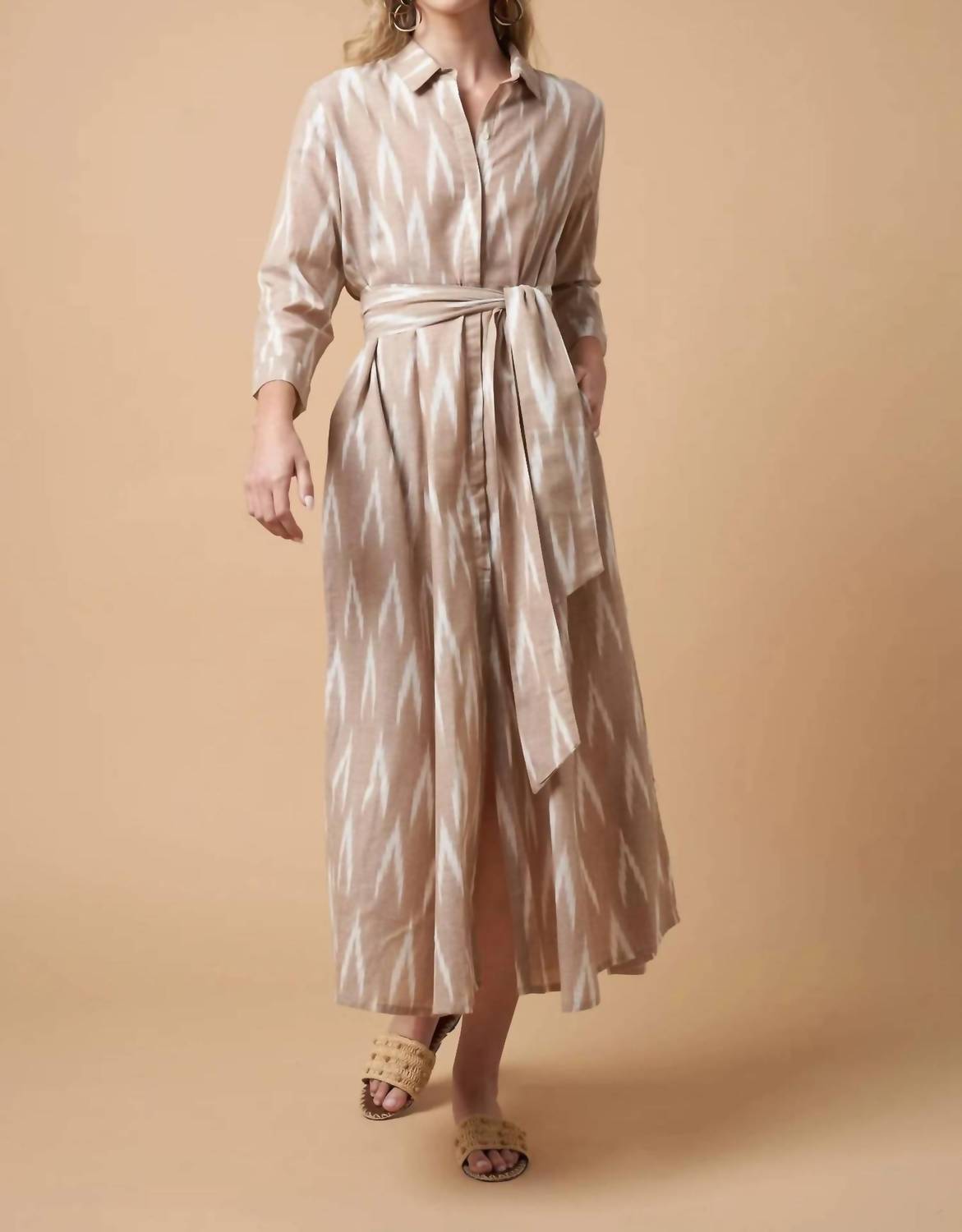 Guadalupe Design Women's Luciana Ikat Dress in khaki - women's dress