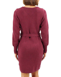 Grace And Lace - Faux Wrap Sweater Dress
