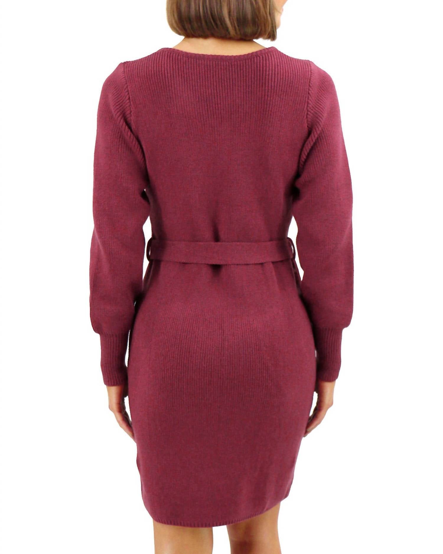 Grace And Lace - Faux Wrap Sweater Dress