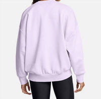 UNDER ARMOUR Rival Fleece Wordmark Oversized Crew Sweatshirt in salt purple - women's top - detail view