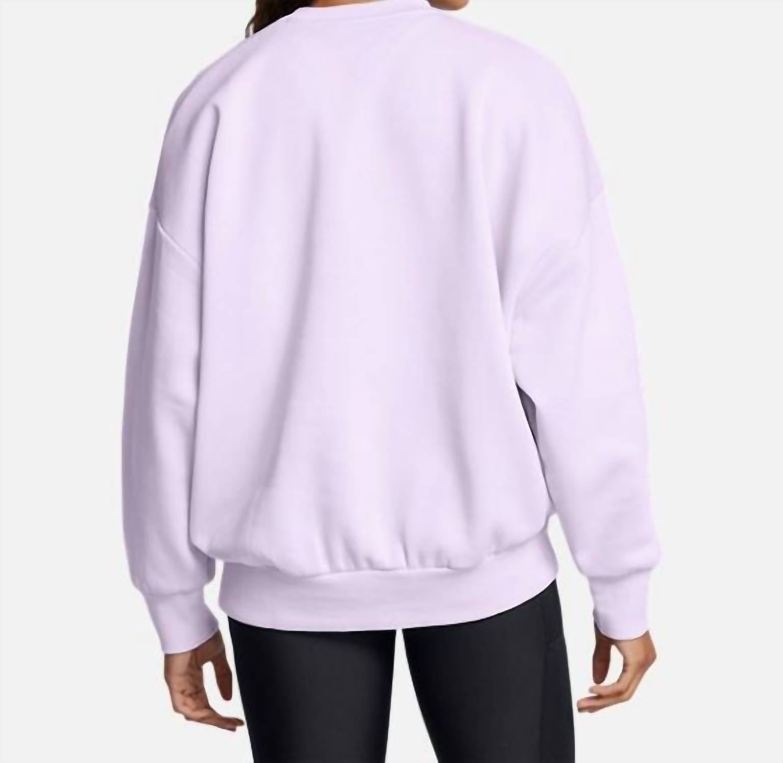 UNDER ARMOUR Rival Fleece Wordmark Oversized Crew Sweatshirt in salt purple - women's top - detail view